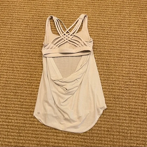 Lululemon Wild Open Back White Striped Tank 6 - Picture 7 of 8